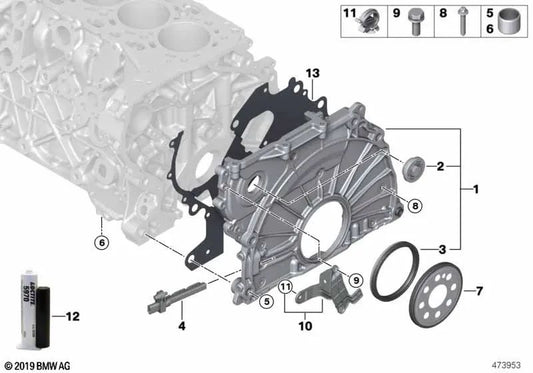 Chain Case Cover for BMW 5 Series G30, G30N, G31, G31N 7 Series G11, G11N, G12, G12N X5 G05 X6 G06 X7 G07 (OEM 11148591641). Genuine BMW