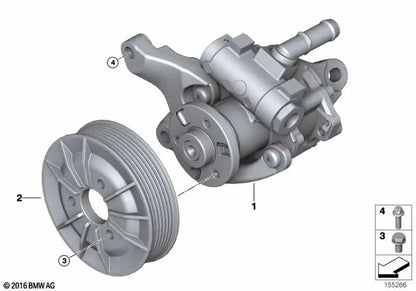 Power Steering Pump for BMW 1 Series E82, E88 3 Series E90, E91, E92, E93 X1 E84 (OEM 32416779244). Original BMW
