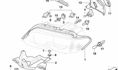 Tapa de protección luz de cruce derecha para BMW X5 E53 (OEM 63126927796). Original BMW