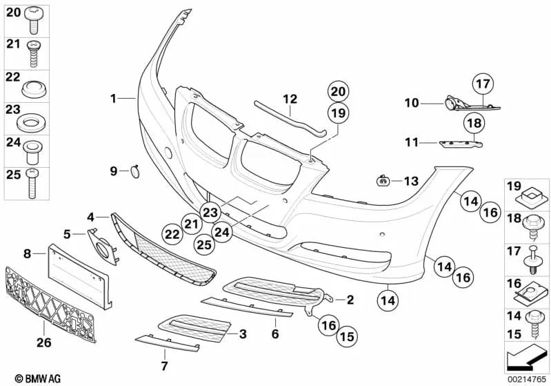 Capa de para-choque dianteiro preparada para BMW E90N, E91N (OEM 51117226710). BMW original