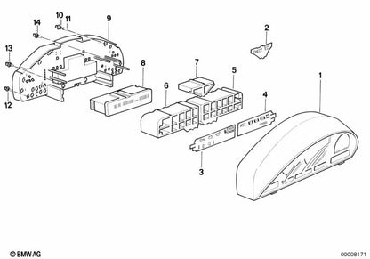 Printed circuit board with cover for BMW 8 Series E31 (OEM 62118354454). Original BMW.