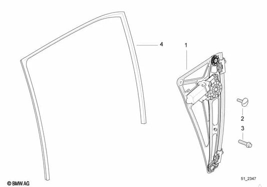 Guida alla finestra posteriore sinistra per la serie BMW 7 E38 (OEM 51348150701). BMW originale