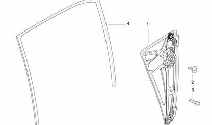 Guía de cristal trasero derecho OEM 51348157180 para BMW Serie 7 (E38). Original BMW.