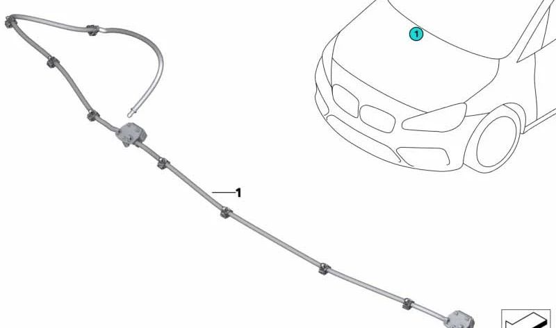 Cadena de toberas del sistema limpiaparabrisas OEM 61667454194 para BMW X1 (F49, F49N). Original BMW.