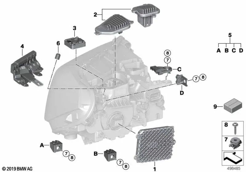 Módulo LED intermitente/luz diurna esquerda para BMW X1 F48N, F49N (OEM 63119477821). BMW original