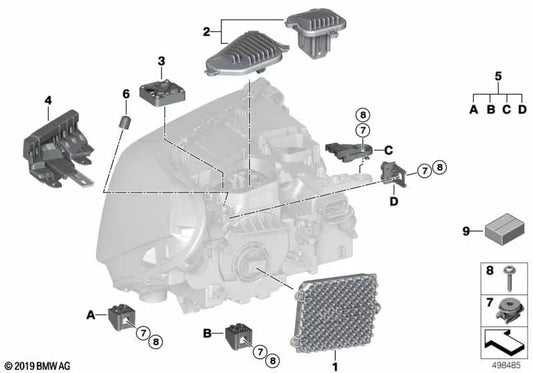 Módulo LED intermitente/luz diurna esquerda para BMW X1 F48N, F49N (OEM 63119477821). BMW original
