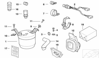 Cartel de advertencia para aire acondicionado para BMW Serie 3 E36 (OEM 64508367947). Original BMW
