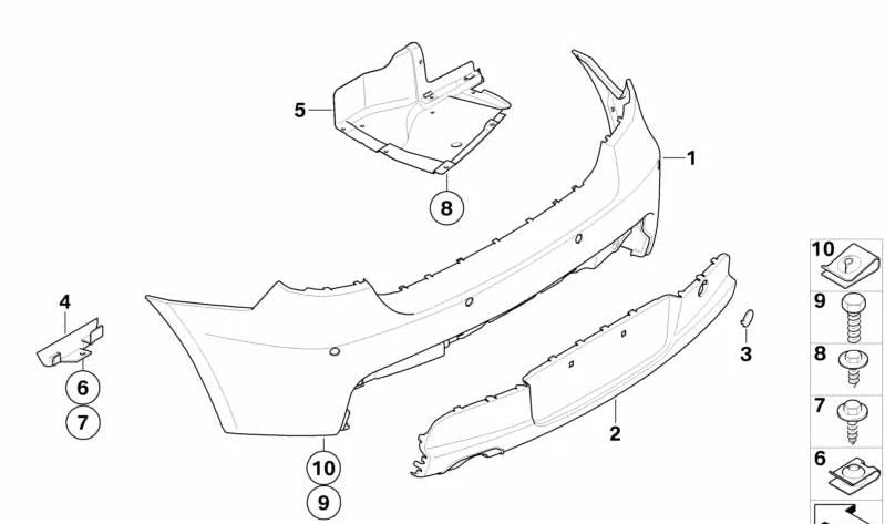 Cubierta inferior del parachoques trasero OEM 51127837325 para BMW E81, E87. Original BMW.