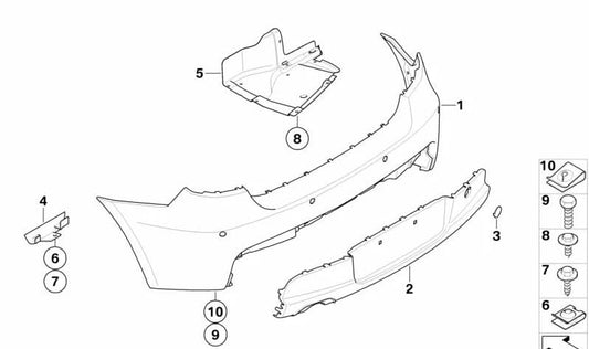 Cubierta inferior del parachoques trasero OEM 51127837325 para BMW E81, E87. Original BMW.