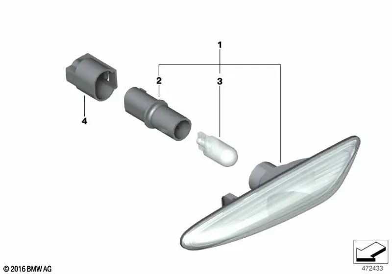 White left additional indicator light for BMW E83, E83N (OEM 63133418447). Original BMW.