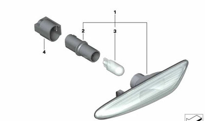 Intermitente lateral derecho OEM 63133418446 para BMW X3 E83 (modelos 2.0d, 2.0i, 2.5i, 3.0d con cambio manual y automático). Original BMW.