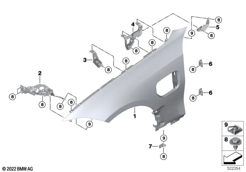 Soporte pared lateral delantera izquierda 2 para BMW Serie 3 G20, G21, G28 (OEM 41008494435). Original BMW.