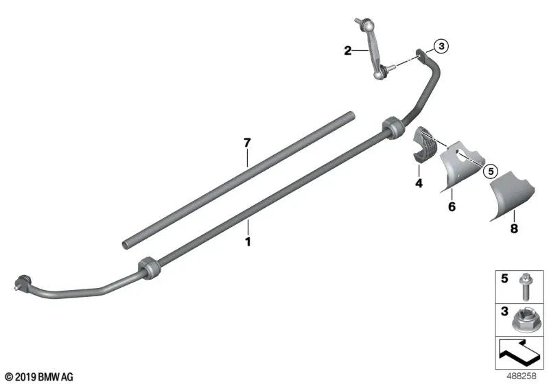 Estabilizador Eje Trasero para BMW i I15 (OEM 33506858511). Original BMW
