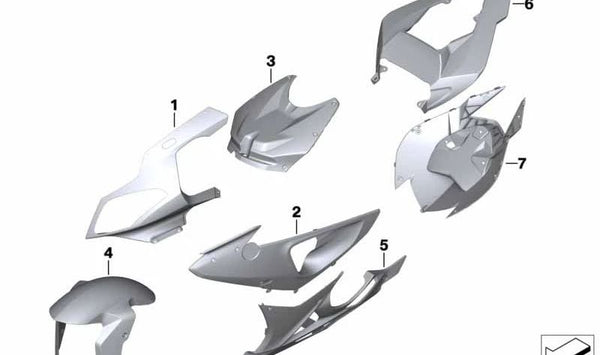 Carcasa trasera inferior OEM 46628526635 para BMW Motorrad HP4. Compatible con todos los modelos HP4. Recambio original BMW Motorrad.