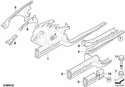 Soporte exterior del guardabarros derecho para BMW E92, E92N, E93, E93N (OEM 41217168980). Original BMW
