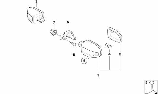 Intermitente blanco delantero OEM 63137658964 para motos BMW R1150GS, K1200GT, R1100S... y más. Original BMW Motorrad.
