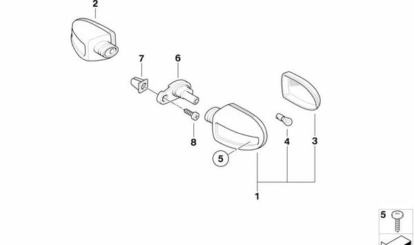Intermitente trasero OEM 63132306493 para BMW Motorrad K 1200 RS, R 1100 GS, R 1100 R, R 1100 S, R 850 GS, R 850 R, R 1150 GS, R 1150 R. Original BMW Motorrad.
