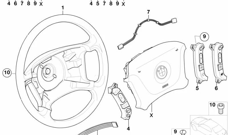 Cruise Control/Steering Wheel Heater Switch for BMW E39, E38, E83, E53 (OEM 61316922855). Original BMW