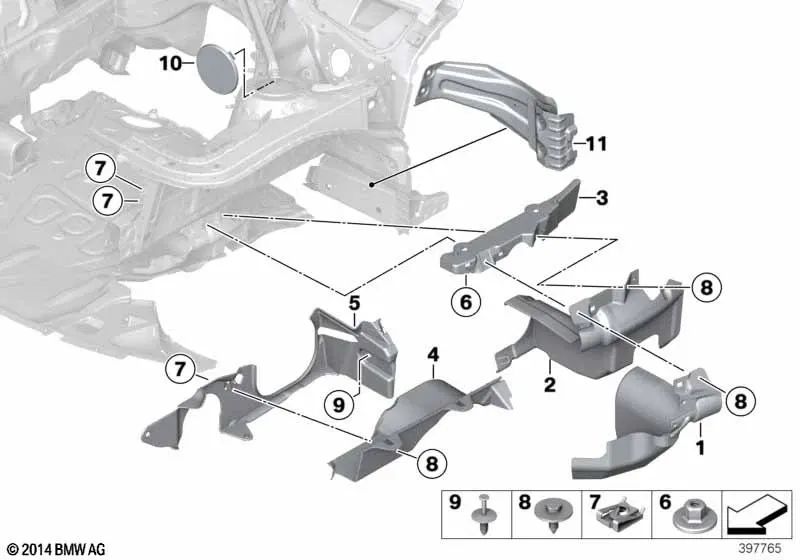 Copertura del meccanismo di gestione superiore destro per BMW F30, F31, F34, F32, F33, F36 (OEM 51757274856). BMW originale