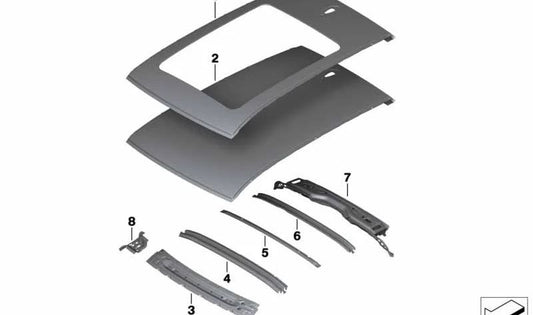 Soporte central del techo OEM 41007466502 para BMW X2 F39. Repuesto original BMW.