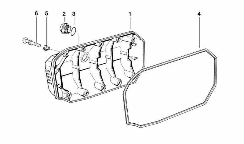 OEM 11147675696 motor crank cover for BMW Motorrad K 1200 Lt (KK58) year 2004 to 2009. Original BMW Motorrad piece.