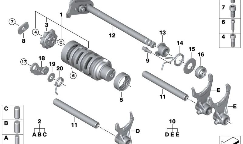 Juego de pasadores cilíndricos OEM 23308387651 para motos BMW G 310 R, G 310 GS, G 310 RR, C K06 CE 02... y más. Original BMW Motorrad.