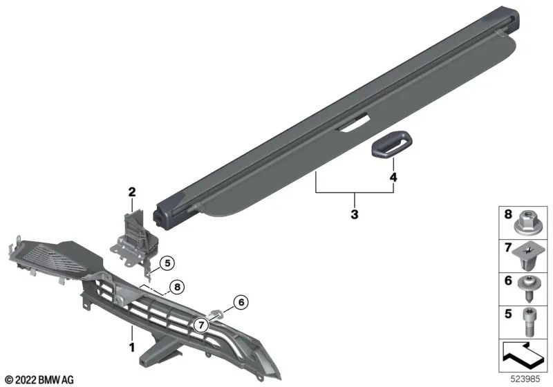 Right blind bracket for BMW G05, G05N, G18, G18N (OEM 51476994234). Original BMW.