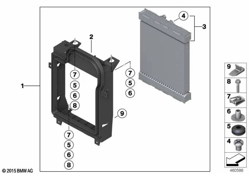 Frame destro per BMW X5 F15, X6 F16 (OEM 17117645685). BMW originale.