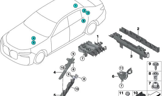 End cap for BMW G42, G87, 2 Series, G20, G21, G28, G80, G81, 3 Series, G22, G23, G26, G82, G83, 4 Series, G60, G61, G68, G90, 5 Series, G70, 7 Series, F97, G01, G08, X3, F98, G02, X4 (OEM 61139377505). Genuine BMW