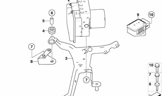 Suporte ao módulo hidráulico ABS OEM 34516766775 para BMW E60 e E61 535D. Peça original da BMW.