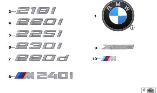 Emblema "BMW" para carrocería OEM 51148492188 para BMW G42. Original BMW.