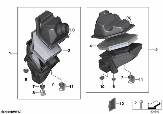 Eintrittsgeräusch -Schalldämpfer (links) für BMW 5 G30 -Serie, G31, 7 G11N -Serie, G12N, Serie 8 G14, G15, G16 (OEM 13717934475). Original BMW