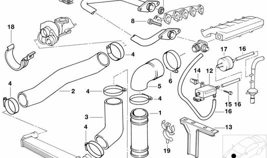Le tuyau OEM 11712244902 pour BMW (Modèles compatibles: E36). BMW d'origine.