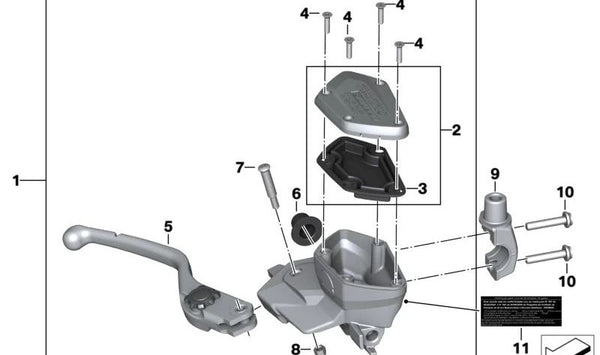Maneta de freno OEM 32728559604 para BMW Motorrad R nineT, R 1200 GS, R 1250 GS, R 1200 GS Adventure, R 1250 GS Adventure, R 1200 RT, R 1250 RT. Original BMW Motorrad.
