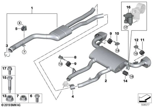 Silencieux arrière avec soupape d'échappement pour BMW G01N (OEM 18309846289). BMW d'origine.