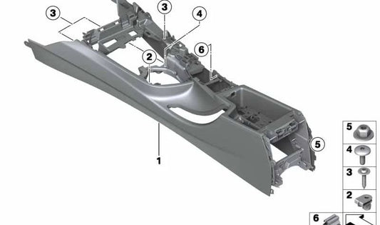 Suporte ao console central para BMW 3 F30 Series, F31, F34, F35, F80 e 4 F32 Series, F33, F36, F82, F83 (OEM 51169360528). BMW original