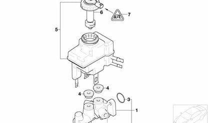 Depósito de expansión con interruptor de advertencia para BMW Serie 5 E39, Serie 7 E38, E65, E66, Z8 E52 (OEM 34326758848). Original BMW.