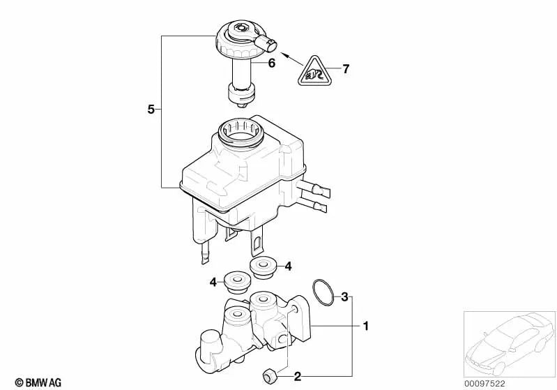 Anel de vedação para cilindro mestre de freio para BMW E46, E39, E38, E65, E66, E53, E52 (OEM 34311165092). BMW original