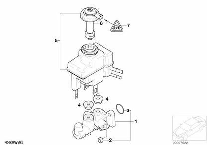 Anel de vedação para cilindro mestre de freio para BMW E46, E39, E38, E65, E66, E53, E52 (OEM 34311165092). BMW original