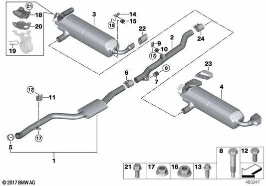 Rear silencer with exhaust valve for BMW G32 (OEM 18308674256). Original BMW