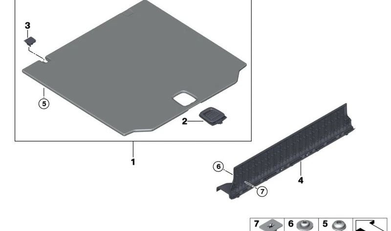 Asa suelo maletero negro OEM 51479471108 para BMW X3 (F97, F97N, G01, G01N, G08, G08E, G08F, G08N) y X4 (F98, F98N, G02, G02N) y X5 (G18, G18N). Original BMW.