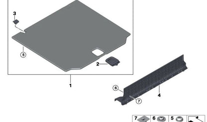 Asa suelo maletero negro OEM 51479471108 para BMW X3 (F97, F97N, G01, G01N, G08, G08E, G08F, G08N) y X4 (F98, F98N, G02, G02N) y X5 (G18, G18N). Original BMW.