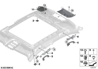 Asa trasera derecha para BMW F20, F21, F40, U06, F30, F31, F34, F35, F80, G20, G21, G28, G80, G81, G26, F10, F11, F18, F90, G30, G31, G38, G60, G32, G11, G12, G70, G16, U11, F25, F97, G01, G08, F95, G05, G18, G07, G09 (OEM 51167464442). Original BMW.