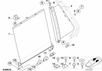 Rear left door sun protection blind for BMW E39 (OEM 51167110235). Original BMW