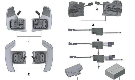 Conjunto de manoplas de câmbio para BMW F40, F44, G42, G87, G20, G21, G28, G80, G81, G22, G23, G26, G82, G83, F90, G30, G31, G38, G32, G11, G12, F91, F92, G14, G15, G16, F97, G01, G08, F98, G02, F95, G05, G18, F96, G06, G07, G29 (OEM 61319372496). Origem