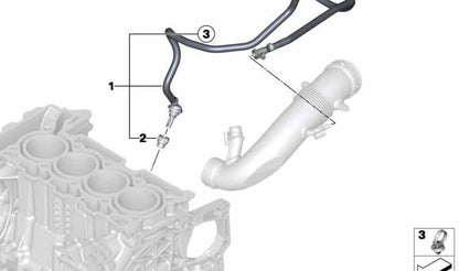 Tubería de ventilación OEM 11157632333 para MINI R56 LCI, Clubman R55 LCI, Cabrio R57 LCI, Coupé R58, Roadster R59, Countryman R60, Paceman R61. Original MINI.
