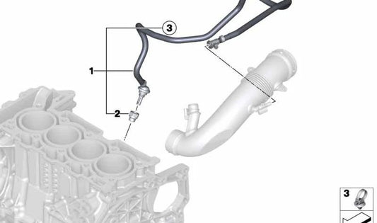 Tubería de ventilación OEM 11157632333 para MINI R56 LCI, Clubman R55 LCI, Cabrio R57 LCI, Coupé R58, Roadster R59, Countryman R60, Paceman R61. Original MINI.