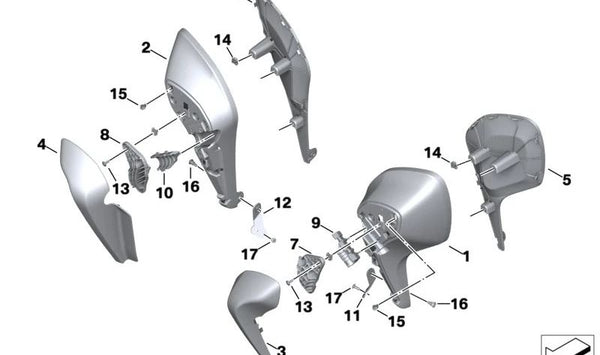 Soporte protector para piernas derecho inferior OEM 46639444308 para motos BMW R 18 B, R 18 Transcontinental (K35). Original BMW Motorrad.