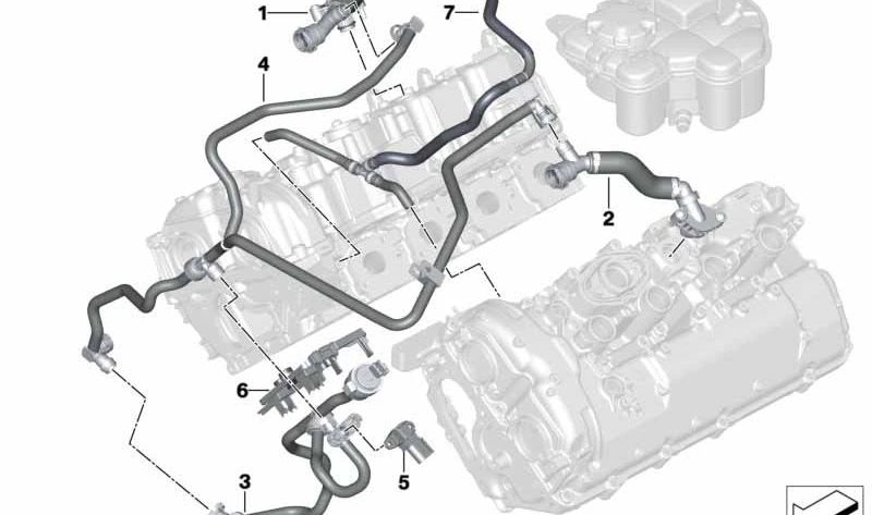 Tubería de ventilación cárter OEM 11157852335 para BMW F90, F91, F92, F93, F95, F96. Compatible con modelos M5 y M8 Competition. Original BMW.