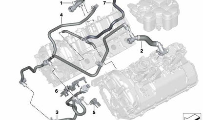 Tubería de ventilación cárter OEM 11157852335 para BMW F90, F91, F92, F93, F95, F96. Compatible con modelos M5 y M8 Competition. Original BMW.